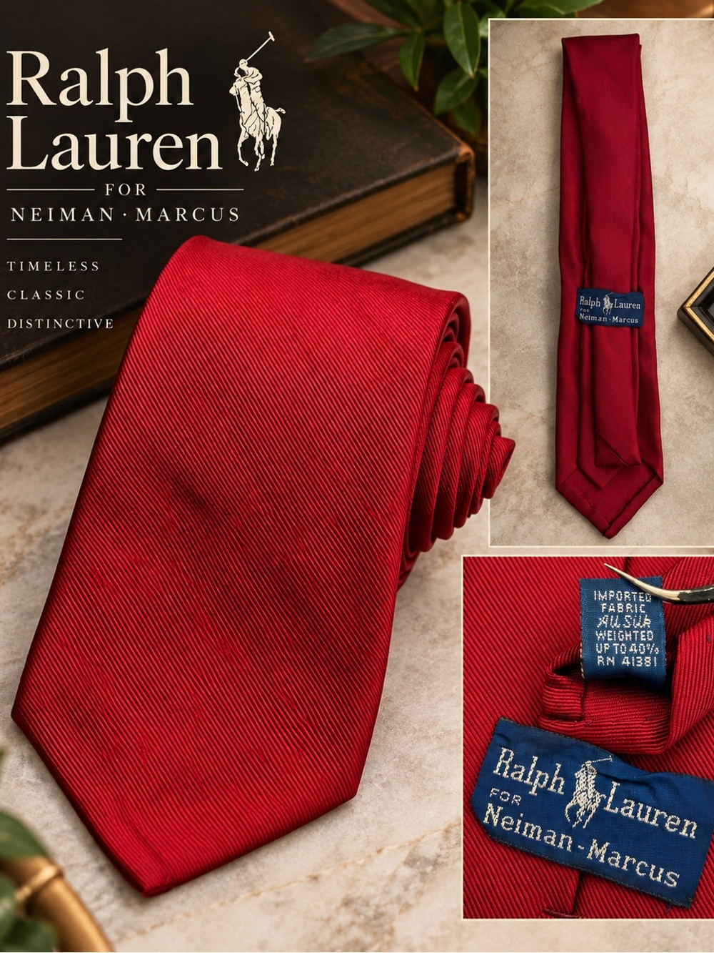 Ralph Lauren Men's Solid Red Silk Tie